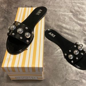 Black Studded Gel Sandal